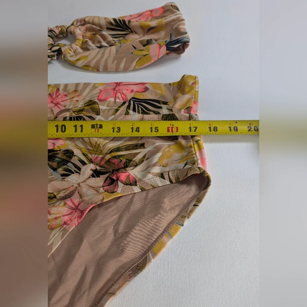 TIME AND TRU Women's 2-PC Floral Bikini Set Top And High Waist Bottom Sz XL - Picture 6 of 13